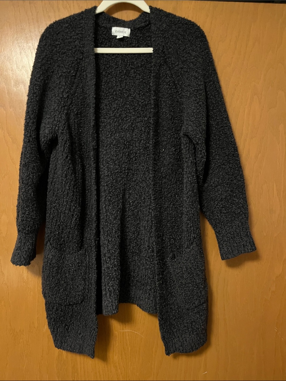 Evereve Black Bouclé Open-Front Cardigan